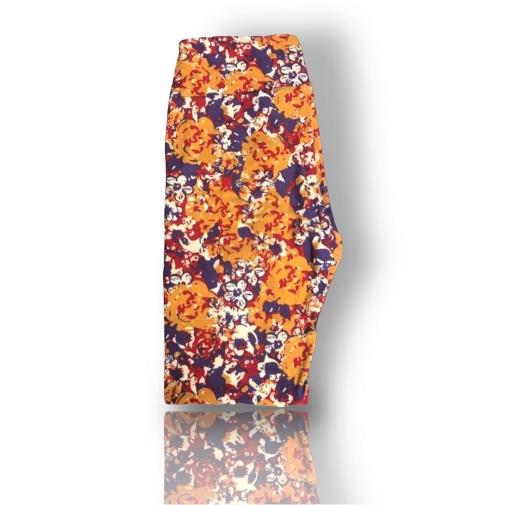 Floral LuLaRoe Leggings Purple White Orange Colors Size OS (2-10) New